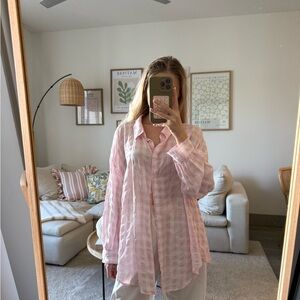 Zara Light Pink Plaid Shirt